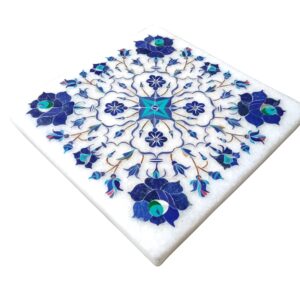 ArtEra Marble Handcrafted Inlay Blocks for Wooden Table (Lapis Lazuli Work)