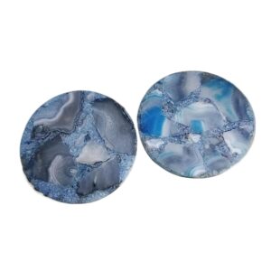 ArtEra Beautiful Decorative Agate Stone Coasters for Tea Cups, Coffee Mugs and Glasses | 4 inches Home Decor Agate Coasters ( Blue )