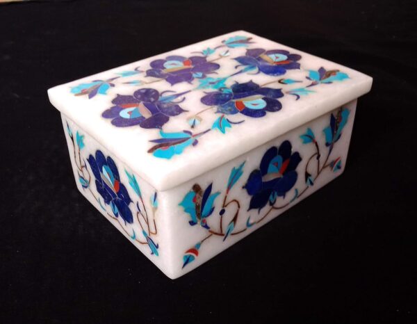 MHA Marble Handicraft pachikari Inlaid Box (4 X 3 X 2)