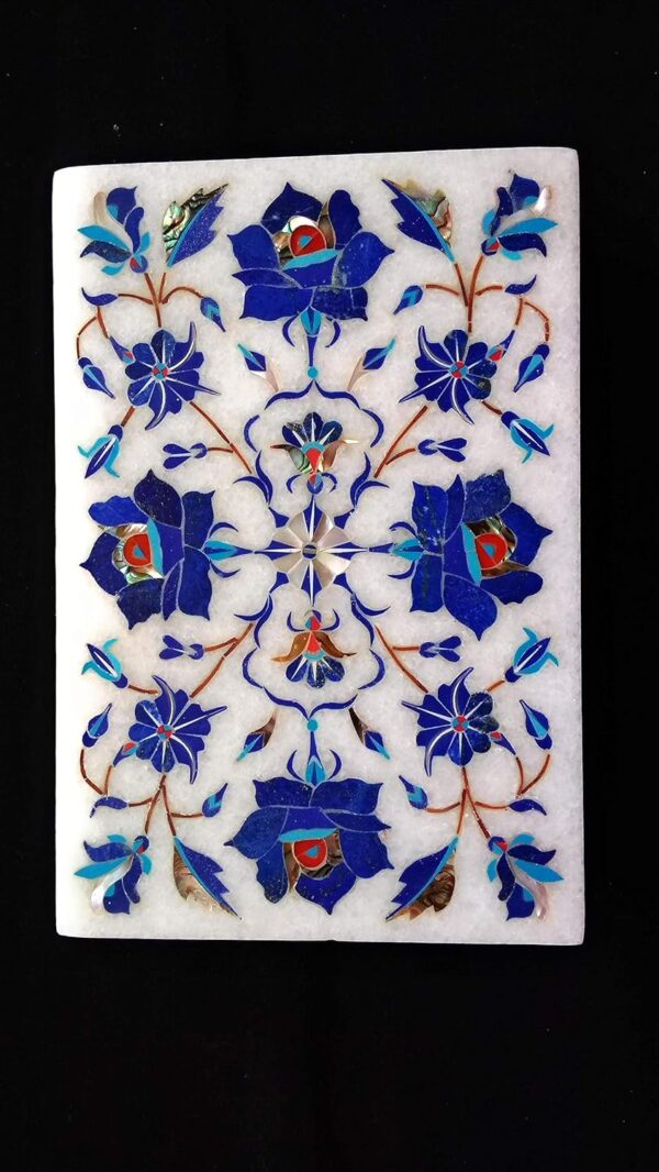 ArtEra Marble Handicraft Inlaid Box with Gemstones (6 X 4 X 2 inch)
