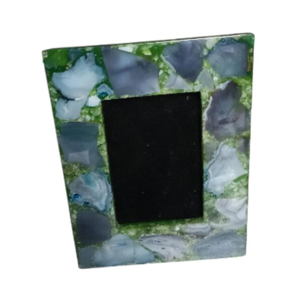 ArtEra Beautiful Decorative Agate Photo frame for Room and Home Decor | 9 inches Home Decor Agate Stone Photo Frame (Size - 9 X 7 X 0.5 inches, Color - Green )