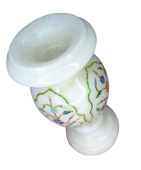 ArtEra Marble Handicrafted Inlaid with Semi-Precious Stones Decorative Flower Vase (6 inch) | Piera Dura Handmade Marble Vase (Multicolor)