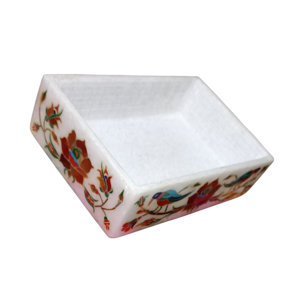 ArtEra MHA Marble Handicrafted Inlaid with Semi-Precious Stones Decorative Box (6 X 4 X 2) | Piera Dura Handmade Marble Box (Red)