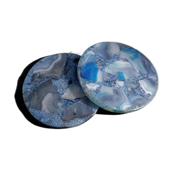 ArtEra Beautiful Decorative Agate Stone Coasters for Tea Cups, Coffee Mugs and Glasses | 4 inches Home Decor Agate Coasters ( Blue )