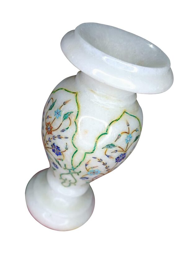 ArtEra Marble Handicrafted Inlaid with Semi-Precious Stones Decorative Flower Vase (6 inch) | Piera Dura Handmade Marble Vase (Multicolor)