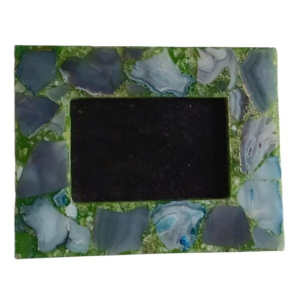 ArtEra Beautiful Decorative Agate Photo frame for Room and Home Decor | 9 inches Home Decor Agate Stone Photo Frame (Size - 9 X 7 X 0.5 inches, Color - Green )