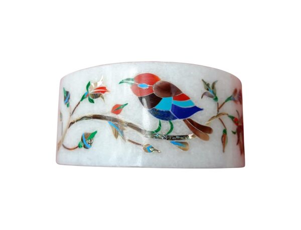 ArtEra's Marble Coaster Set with Semi-Precious Stones Inlay Work (AE-05)| Colorful Silver Grey (6 trivets with Holder and Lid, Diameter - 5 inch)