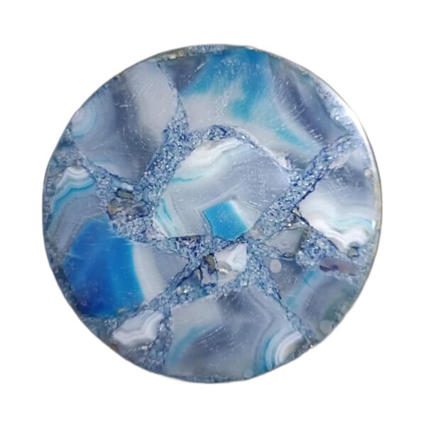 ArtEra Beautiful Decorative Agate Stone Coasters for Tea Cups, Coffee Mugs and Glasses | 4 inches Home Decor Agate Coasters ( Blue )