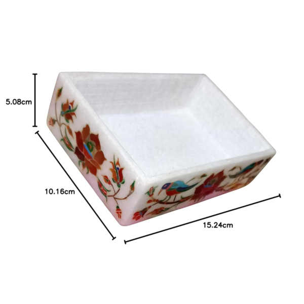 ArtEra MHA Marble Handicrafted Inlaid with Semi-Precious Stones Decorative Box (6 X 4 X 2) | Piera Dura Handmade Marble Box (Red)