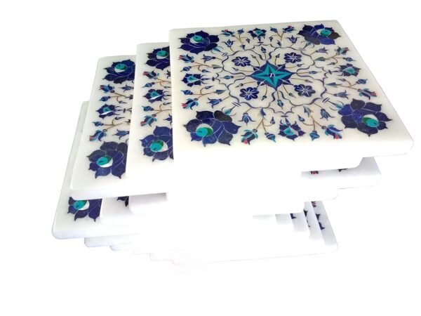 ArtEra Marble Handcrafted Inlay Blocks for Wooden Table (Lapis Lazuli Work)