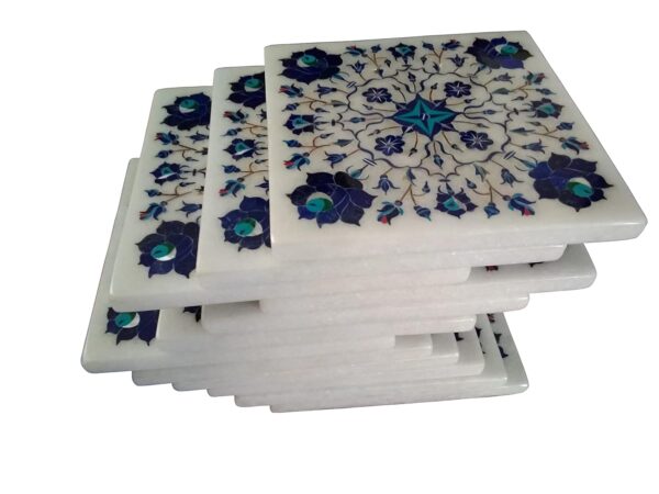 ArtEra Marble Handcrafted Inlay Blocks for Wooden Table (Lapis Lazuli Work)