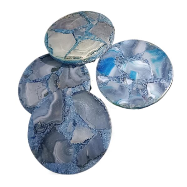 ArtEra Beautiful Decorative Agate Stone Coasters for Tea Cups, Coffee Mugs and Glasses | 4 inches Home Decor Agate Coasters ( Blue )