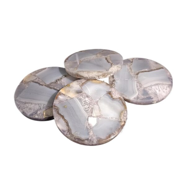 ArtEra Beautiful Decorative Agate Stone Coasters for Tea Cups, Coffee Mugs and Glasses | 4 inches Home decor Agate Coasters (Slate Grey)