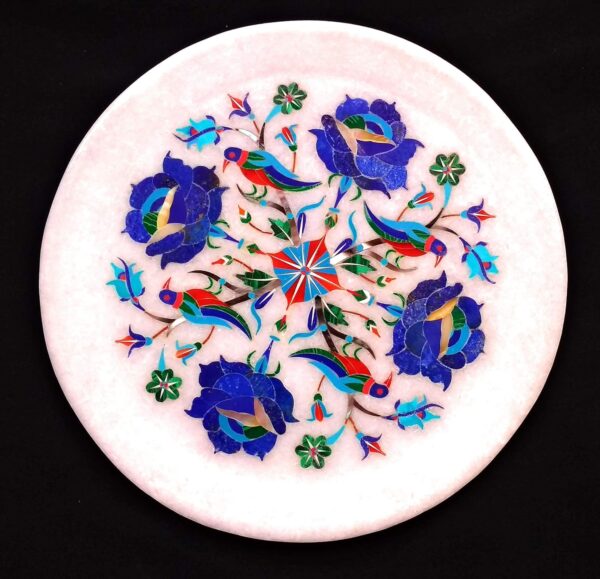 ArtEra Handcrafted Marble Decorative Inlay Plate (Lapis Lazuli Edition) | 8 inches