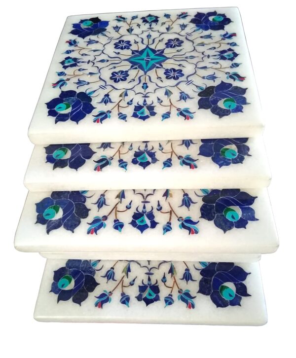 ArtEra Marble Handcrafted Inlay Blocks for Wooden Table (Lapis Lazuli Work)