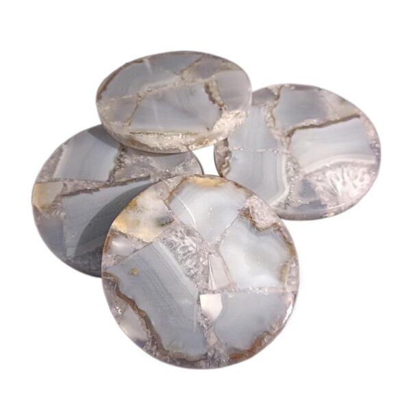 ArtEra Beautiful Decorative Agate Stone Coasters for Tea Cups, Coffee Mugs and Glasses | 4 inches Home decor Agate Coasters (Slate Grey)