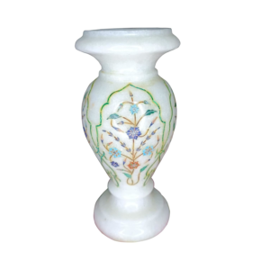 ArtEra Marble Handicrafted Inlaid with Semi-Precious Stones Decorative Flower Vase (6 inch) | Piera Dura Handmade Marble Vase (Multicolor)