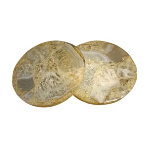 ArtEra Beautiful Decorative Agate Stone Coasters for Tea Cups, Coffee Mugs and Glasses | 4 inches Home Decor Agate Coasters (Mustard)