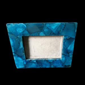 ArtEra Beautiful Decorative Agate Photo frame for Room and Home Decor | 9 inches Home Decor Agate Stone Photo Frame (Size - 9 X 7 X 0.5 inches, Color - Blue)