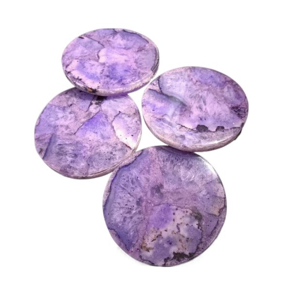 ArtEra Beautiful Decorative Agate Stone Coasters for Tea Cups, Coffee Mugs and Glasses | 4 inches Home Decor Agate Coasters (Purple)