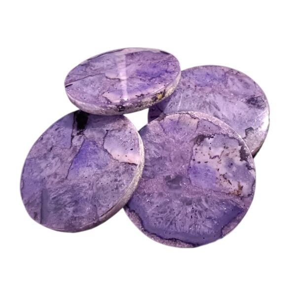 ArtEra Beautiful Decorative Agate Stone Coasters for Tea Cups, Coffee Mugs and Glasses | 4 inches Home Decor Agate Coasters (Purple)